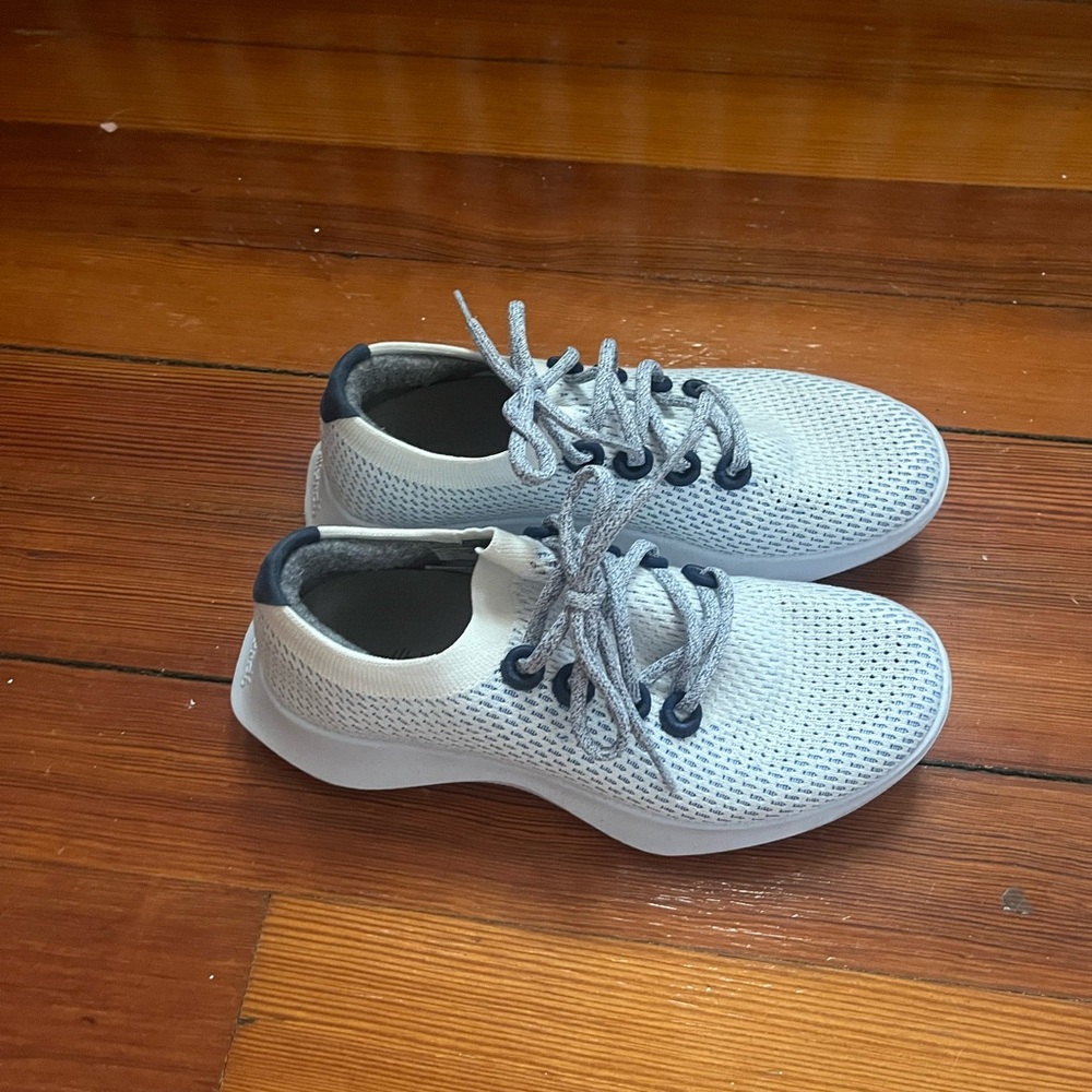 Allbirds Tree Dashers Women’s White and Blue Sneakers